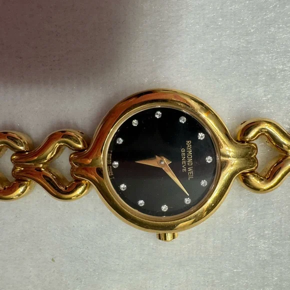 Raymond Weil Gold and Black Women's Watch with Diamond Hour Markers - 5878 - Picture 3 of 14